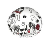 Lovely Dogs Women Luxury Shower Cap,Double Layer Protective Elastic Reusable Adjustable Shower Cap