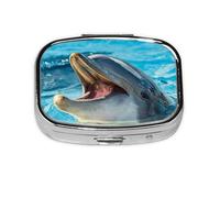 Lovely Dolphin Printed,Meta Pill Box 2 Compartment Medicine Case,Portable Organizer,Rectangle Meta Portable Organizer Pill Box 499 Compartment Medicine Case