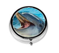Lovely Dolphin PrintedMeta Pill Box 3 Compartment Medicine Case,Portable Organizer