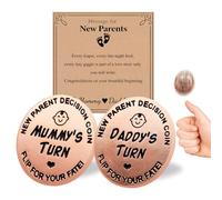 Lovely Double-Sided New Parents Funny Decision Coin with Blessing Card for Couples, Flip Decision Coin as Pregnancy Gifts New Baby Gifts for New Mom Dad