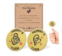 Lovely Double-Sided New Parents Funny Decision Coin with Blessing Card for Couples, Flip Decision Coin as Pregnancy Gifts New Baby Gifts for New Mom Dad