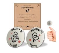 Lovely Double-Sided New Parents Funny Decision Coin with Blessing Card for Couples, Flip Decision Coin as Pregnancy Gifts New Baby Gifts for New Mom Dad