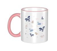 Lovely Dream Horse Dual-Sided Edge-Color Ceramic Mug - Premium Handcrafted Ceramic Coffee Mug With Vibrant Full-Edge Printed Design, Smooth Rim & Ergonomic Arc Handle For Home, Office & Gifting