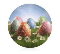 Lovely Easter Egg Cutting Board Tempered Glass Chopping Block Sturdy Round Chopping Board Kitchen for Meat Vegetables Cheese And Charcuterie Butcher Board