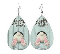 Lovely Easter Rabbit Colors Eggs Bunny Earrings For Women Leather Dangle Lightweight Teardrop Earrings Jewelry For Women