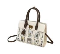 Lovely Embroidered Animal Carryall with 55 Inch Adjustable Crossbody Strap for Ladies PU Leather Handbag