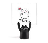 Lovely Expression Longing Appetence Memo Holder Cartoon Black Cat Stand Decoration