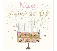 Lovely Female/Girl's Birthday Card (WDM-455889) - Niece Birthday, Cake and Candles - Exquisite Foil and Embossed Finish - Greeting Card for Her from The Peach & Prosecco Range