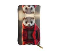 Lovely Ferret Patterned Leather Long Wallet (7.5 * 4.1 inches) | Extra Large Multi-Function Compartment | Great Gift