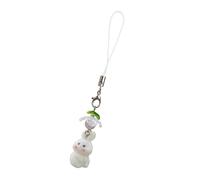 Lovely Flocking Rabbits Phone Strap Soft Touch Sturdy ResinCharm for Commuting and Campus Lifes, cloth/feather, No Gemstone
