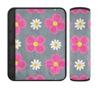 Lovely Floral Peach White Gray 2 pcs Seatbelt Pads for Adults Release Stress to Your Neck and Shoulders for Truck funda para cinturón de carro