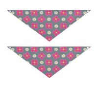 Lovely Floral Peach White Gray Dog Grooming Bandanas Bulk Snap Button Pet Scarf for Boy and Girl Cute Pet Holiday Set for Dogs Cats 2 Pack