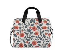 Lovely Flower Blue Red Laptop Sleeve Case Thin Laptop Sleeve Bag crossbody messenger bag for Work Journey with Strap Handle, 13 14 15.6 inch