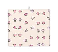 Lovely Flower Patterns Printed Drying Mat For Kitchen 18x16 Inches,Microfiber Dishes Drainer Mats, Ultra Absorbent Reusable