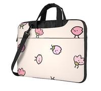 Lovely Flower Patterns Printed Laptop Bag Shoulder Messenger Bag Case Sleeve Portable Laptop Case Crossbody Briefcase, Black, 15.6 inch