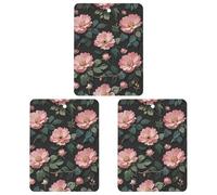 Lovely Flowers Car Air Freshener, 3 Pcs Square Hanging Air Freshener Cards, Long Lasting Fragrance Scented Cards for Car, Home, Office Black-style