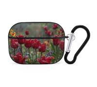 Lovely Flowers with Raining Wireless Bluetooth Earbud Case Compatible with Airpods Pro Earphone Cover Pouch with Stainless Steel Carabiner