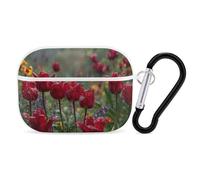 Lovely Flowers with Raining Wireless Bluetooth Earbud Case Compatible with Airpods Pro Earphone Cover Pouch with Stainless Steel Carabiner