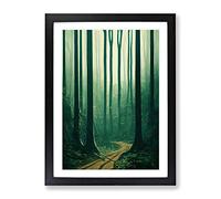 Lovely Forest Path No.2 Framed Print | A4 Black Framed Wall Art | Ready to Hang | Modern Landscape Picture | Living Room Bedroom Lounge Office