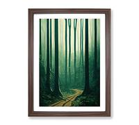 Lovely Forest Path No.2 Framed Print for Living Room Bedroom Home Office Décor, Wall Art Picture Ready to Hang, Walnut A2 Frame (64 x 46 cm)