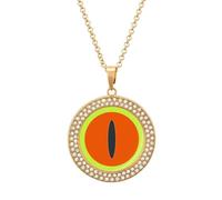 Lovely Frog Eyes Fashion Necklace Chain Round Graphic Pendant with Diamond Jewellery Golden-style