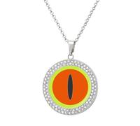 Lovely Frog Eyes Fashion Necklace Chain Round Graphic Pendant with Diamond Jewellery Silver-style