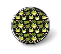 Lovely Frog On Lotus Leaf Print Enamel Pins for Backpack - Cute Jacket Coat Hat Bags Badge Pins, Funny Unique Novelty Button Pin Women Men Fashion Jewelry Accessories