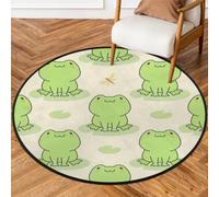 Lovely Frogs Round Rug, 5.2 Ft Round Area Rug Washable Non Slip Indoor Sofa Floor Mat Carpet, Soft Throw Rugs Play Rug Circular Area Rugs for Living Room Bedroom(Cartoon Frog)