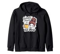 Lovely Funny Quotes Grateful Blessed and Hot Mess Crew Team Zip Hoodie