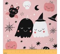 Lovely Ghost Fabric by The Yard Cute Bat Pink Pumpkin Decor Fabric for Kids Sewing Supplies Halloween Themed Cartoon Spider Web Graffiti Fabric for DIY Upholstery and Home Accents 1 Yard