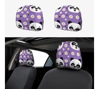 Lovely Giant Panda Head Rest Cover Car Accessories, 2 Pcs Car Seat Headrest Cover, Washable Headrest Protector Universal Fit To All Car Suvs Truck Van Vehicles Auto