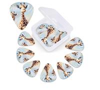 Lovely Giraffe Print Guitar Picks 12 Pack with Guitar Pick Organizer Storage Box Guitar Accessories Ukulele for Acoustic Guitar Bass Guitar Gift