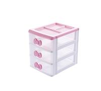 Lovely Girls Receiving Storage Cabinets Box Room Desktop Makeup Organizer With Three-tier Desk Receiving Drawers N Pink Bowknot
