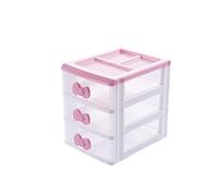 Lovely Girls Receiving Storage Cabinets Box Room Desktop Makeup Organizer With Three-tier Desk Receiving Drawers N Pink Bowknot