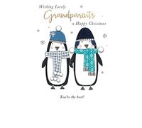 Lovely Grandparents Penguins Embellished Christmas Card Felt-Tastic Xmas Cards XFTS035