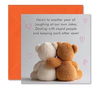 Lovely Greetings Card Featuring Cute Bears Hugging with Funny Quote - For Birthday, Anniversary or Valentines Day to Husband, Wife, Boyfriend, Girlfriend or Best Friends