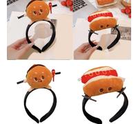 Lovely Hamburger Plush Headband Cartoon Headband Women Face Washing Hairband Family Gathering Headwear Party Accessories