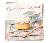 Lovely Happy Anniversary Card for Loved One - Cake Lover, Icing, Cakes, Baking, Baker, Kitchen, Sweet Tooth, Dessert - Life's Sweeter with You - for Partner, Girlfriend, Boyfriend, Husband, Wife