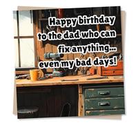 Lovely Happy Birthday Card for Loved One - Toolshed, Handyman, Tools - The Dad Who Can Fix Anything - for Him, Father
