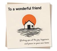 Lovely Happy New Home Card For a Wonderful Friend - Moving, New Place, House - Happiness and Peace - Well Wishes - For Neighbour, Bestie, Family, Relative, Special Someone, Women, Men, Couple