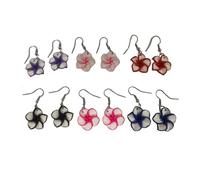 Lovely Hawaiian Plumeria Rubra Dangle Earrings Tropical Flower Bohemia Luau Beach Party Accessories for Women Gifts-Red, Resin, No Gemstone