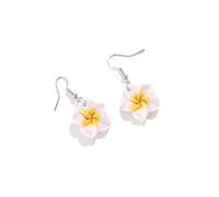 Lovely Hawaiian Plumeria Rubra Dangle Earrings Tropical Flower Bohemia Luau Beach Party Accessories for Women Gifts-White