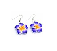 Lovely Hawaiian Plumeria Rubra Dangle Earrings Tropical Flower Bohemia Luau Beach Party Accessories for Women Gifts-Red, Zinc Resin, No Gemstone