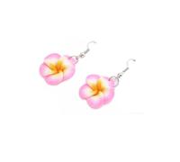 Lovely Hawaiian Plumeria Rubra Dangle Earrings Tropical Flower Bohemia Luau Beach Party Accessories for Women Gifts-Red, Zinc, No Gemstone