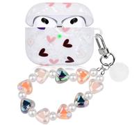 Lovely Heart Case for Airpod 3 with Butterfly Lanyard Girly Cover Compatible with AirPods 3rd Generation (2021) Shell for Women