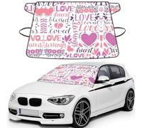 Lovely Hearts Printed Car Windshield Snow Cover, Waterproof Windshield Cover for Ice, Snow & Sun, Fits Most Cars & SUVs - 69x42.5''