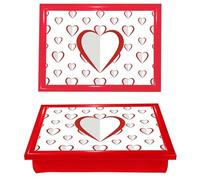 Lovely Hearts Theme Lap Tray With Bean Bag Cushion Big Heart Design, Breakfast, Dinner, Food, Drinks, Art, Writing, Browsing Laptop, TV, Serving Tray, Lovely Gift