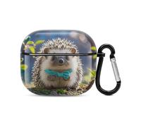 Lovely Hedgehog Bluetooth Earbuds Case Cover Full Body Shockproof Protection Hard Case Support Wireless Charging with Keychain Personalized Gift for AirPods 3