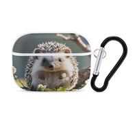 Lovely Hedgehog Earbuds Organizer Shockproof Protective Airpods Pro Cover with Carabiner Clip Anti Fall Carrying Earphone Case Cover for Airpods Pro 2nd Generation White