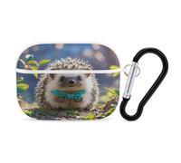 Lovely Hedgehog Earbuds Organizer Shockproof Protective Airpods Pro Cover with Carabiner Clip Anti Fall Carrying Earphone Case Cover for Airpods Pro 2nd Generation White